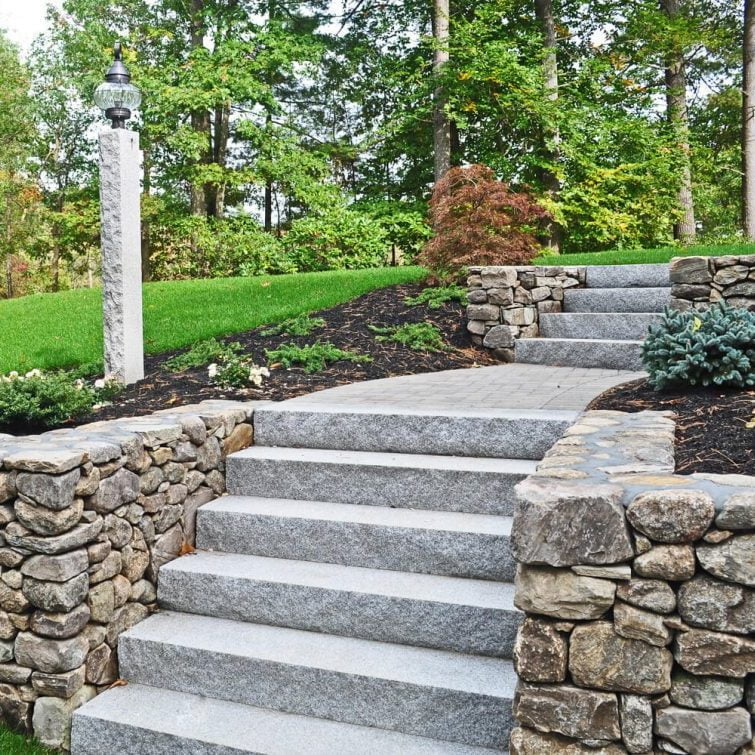 Professional granite steps installation